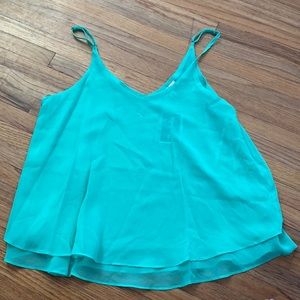 Teal shear flowy tank top